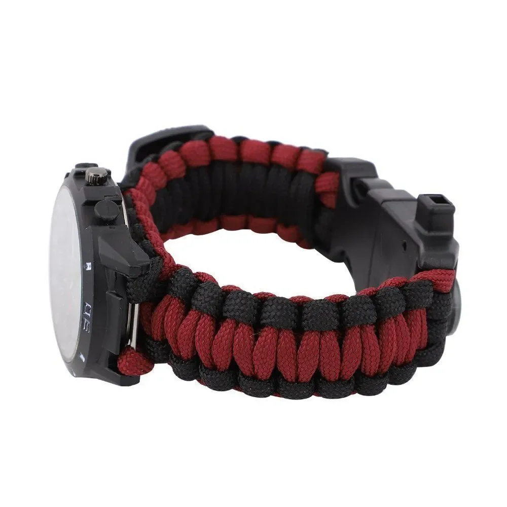 STRADA Watch with Red and Black Nylon Strap and Stainless Steel Back